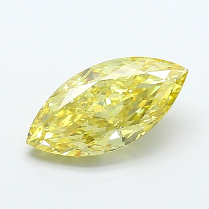 3.39 Lab Grown Diamond FANCY INTENSE YELLOW MARQUISE Shape: Presenting a 3.39 ct lab-grown diamond in Fancy Intense Yellow, cut with a sleek marquise profile. Pairs beautifully with a earring drops, this stone delivers rich color depth with strong visual prese