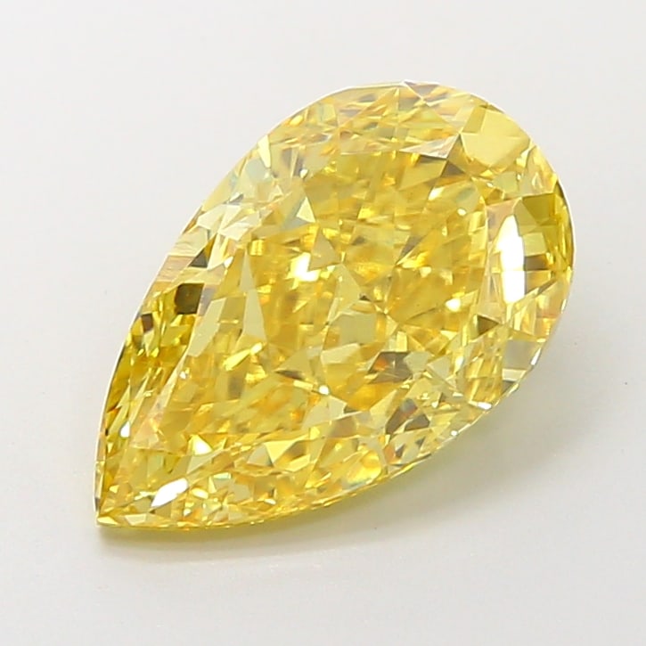4.01 Lab Grown Diamond FANCY VIVID YELLOW PEAR Shape: Featuring a 4.01 ct lab-grown diamond in Fancy Vivid Yellow, cut with a graceful teardrop profile. A great choice for a minimalist setting, this stone delivers high-saturation color that stands out be
