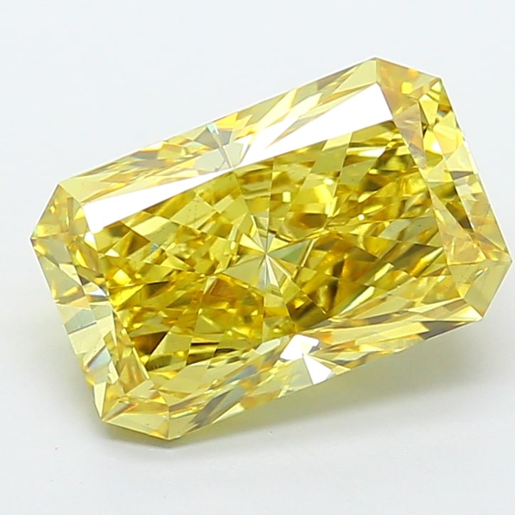 5.2 Lab Grown Diamond FANCY VIVID YELLOW RADIANT Shape: Offered here is a 5.20 ct lab-grown diamond in Fancy Vivid Yellow, cut with a brilliant radiant profile. Ready to set in a halo setting, this stone delivers high-saturation color that stands out beaut