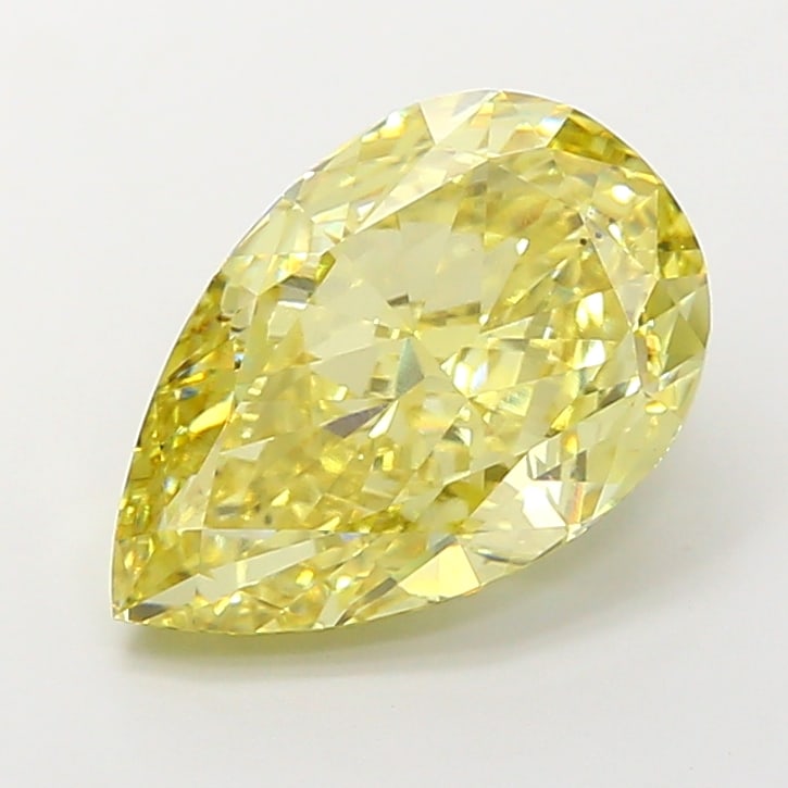 5.84 Lab Grown Diamond FANCY INTENSE YELLOW PEAR Shape: A captivating a 5.84 ct lab-grown diamond in Fancy Intense Yellow, cut with an elongated teardrop silhouette. An excellent pick for a pendant, this stone delivers rich color depth with strong visual p
