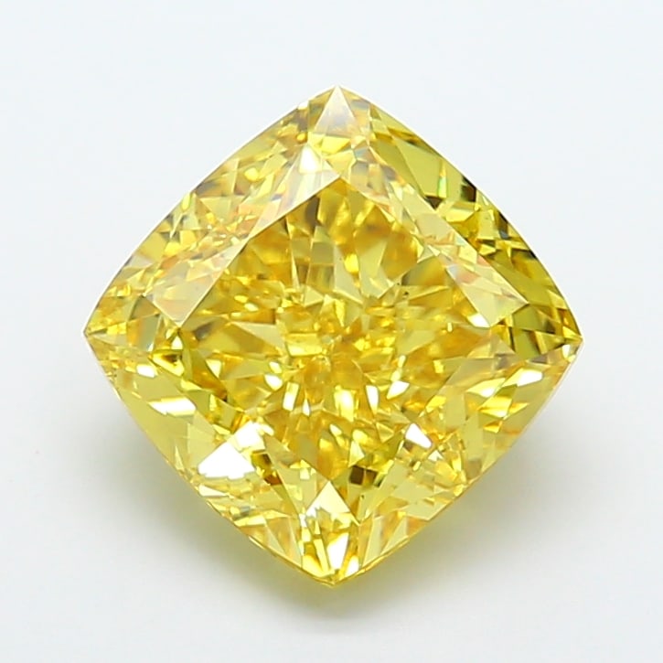 7.75 Lab Grown Diamond FANCY VIVID YELLOW CUSHION Shape: A captivating a 7.75 ct lab-grown diamond in Fancy Vivid Yellow, cut with a romantic cushion outline. An excellent pick for a pendant, this stone delivers high-saturation color that stands out beautif