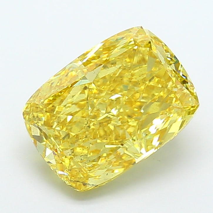 8.02 Lab Grown Diamond FANCY INTENSE YELLOW CUSHION Shape: Featuring a 8.02 ct lab-grown diamond in Fancy Intense Yellow, cut with a romantic cushion outline. A great choice for a minimalist setting, this stone delivers rich color depth with strong visual pre