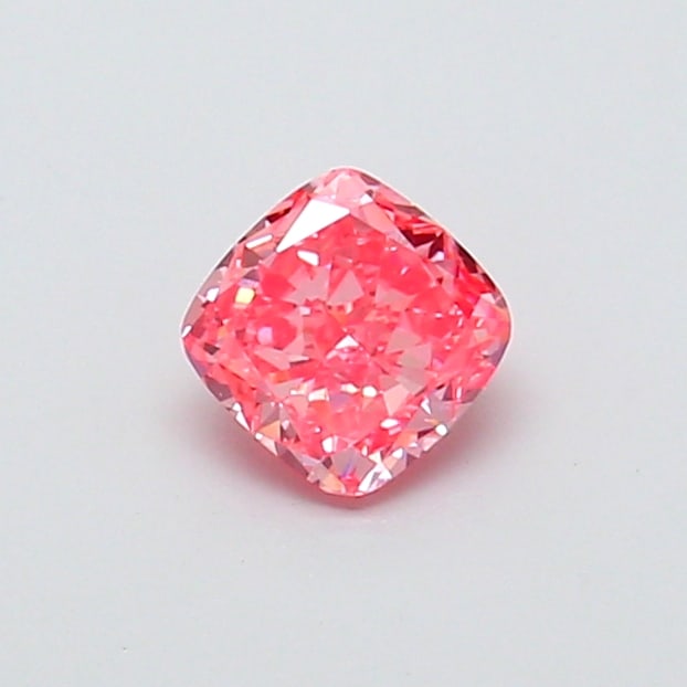 0.51 Lab Grown Diamond FANCY VIVID PINK CUSHION Shape: A captivating a 0.51 ct lab-grown diamond in Fancy Vivid Pink, cut with soft corners with lively brilliance. An excellent pick for a pendant, this stone delivers high-saturation color that stands out