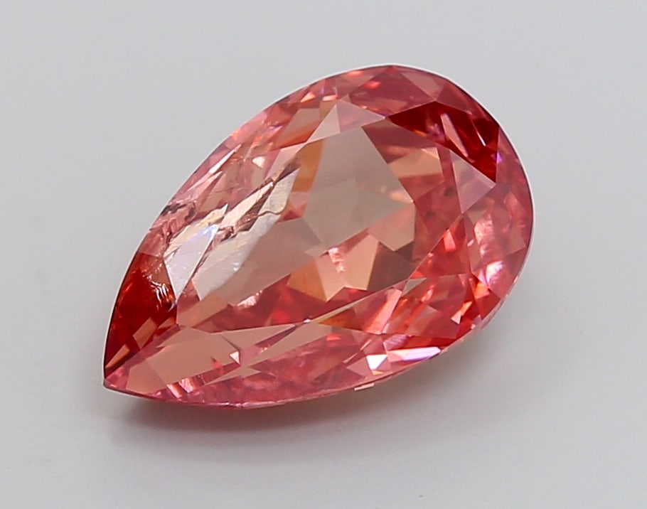 3.66 Lab Grown Diamond FANCY INTENSE BROWNISH PINK PEAR Shape (1 of 1)