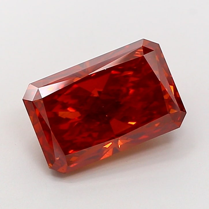 3.42 Lab Grown Diamond FANCY DEEP ORANGY RED RADIANT Shape: A standout a 3.42 ct lab-grown diamond in Fancy Deep Orangy Red, cut with a brilliant radiant profile. Made to shine in a side-stone layout, this stone delivers a deeper tone with dramatic, luxurious