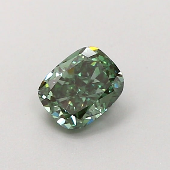 0.43 Lab Grown Diamond FANCY VIVID GREEN CUSHION Shape: A captivating a 0.43 ct lab-grown diamond in Fancy Vivid Green, cut with soft corners with lively brilliance. An excellent pick for a pendant, this stone delivers high-saturation color that stands out