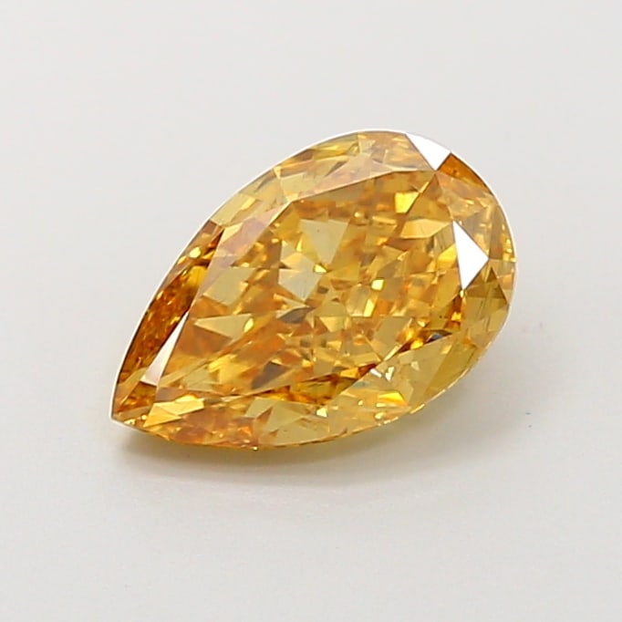 1.58 Lab Grown Diamond CHAMPAGNE PEAR Shape: Featuring a 1.58 ct lab-grown diamond in Champagne, cut with a graceful teardrop profile. A great choice for a minimalist setting, this stone delivers a pleasing color presence with bright life and a