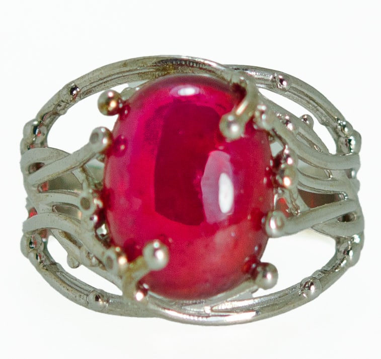 18K Gold-Plated 925 Silver Ruby Ring – Size 58 (1 of 2)