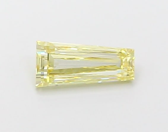 Fancy Lab Grown Diamond TAPERED BAGUETTE Shape 0.61 cts VS1 Grade FANCY INTENSE YELLOW Color: Fancy Lab Grown Diamond TAPERED BAGUETTE Shape 0.61 cts VS1 Grade FANCY INTENSE YELLOW Color. Natural fancy colour lab-grown diamond, certified. Ideal for bespoke fine jewelry, engagement rings, and c