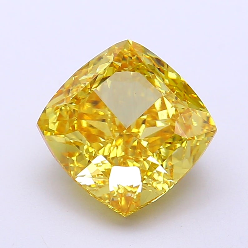 Fancy Lab Grown Diamond SQUARE CUSHION Shape 3.58 cts VVS2 Grade FANCY VIVID YELLOW Color: Fancy Lab Grown Diamond SQUARE CUSHION Shape 3.58 cts VVS2 Grade FANCY VIVID YELLOW Color. Natural fancy colour lab-grown diamond, certified. Ideal for bespoke fine jewelry, engagement rings, and coll