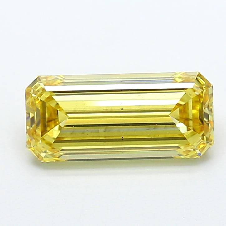 Fancy Lab Grown Diamond EMERALD Shape 4.01 cts SI1 Grade FANCY INTENSE YELLOW Color: Fancy Lab Grown Diamond EMERALD Shape 4.01 cts SI1 Grade FANCY INTENSE YELLOW Color. Natural fancy colour lab-grown diamond, certified. Ideal for bespoke fine jewelry, engagement rings, and collectors
