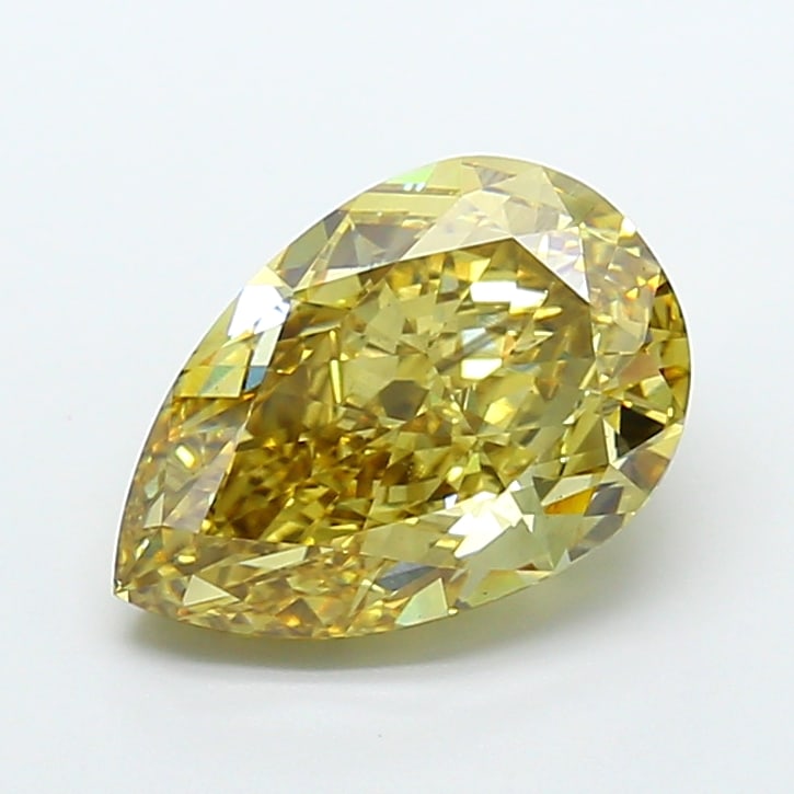 Fancy Lab Grown Diamond PEAR Shape 7.44 cts VS2 Grade FANCY GREENISH YELLOW Color (1 of 1)