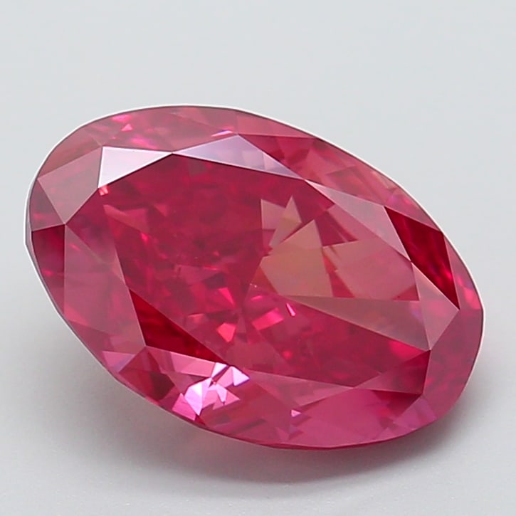 Fancy Lab Grown Diamond OVAL Shape 5.2 cts VS1 Grade FANCY REDDISH PINK Color (1 of 1)