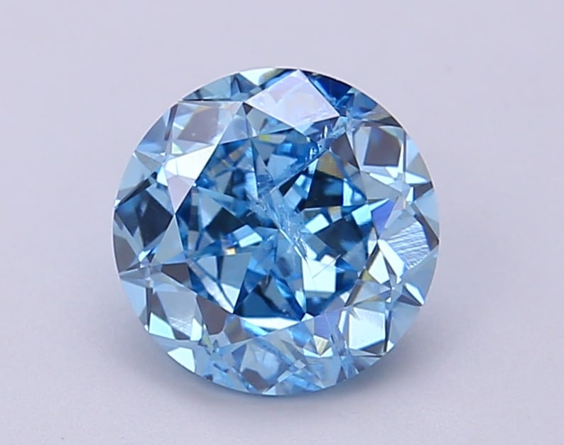 Fancy Lab Grown Diamond ROUND Shape 1.78 cts SI1 Grade FANCY VIVID BLUE Color (1 of 1)