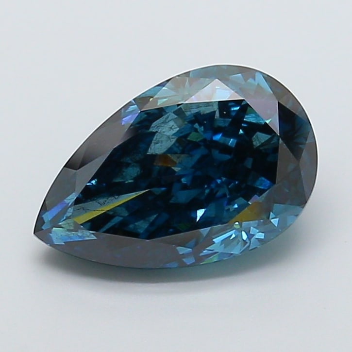 Fancy Lab Grown Diamond PEAR Shape 5.51 cts SI2 Grade FANCY DEEP BLUE Color: Fancy Lab Grown Diamond PEAR Shape 5.51 cts SI2 Grade FANCY DEEP BLUE Color. Natural fancy colour lab-grown diamond, certified. Ideal for bespoke fine jewelry, engagement rings, and collectors of rare