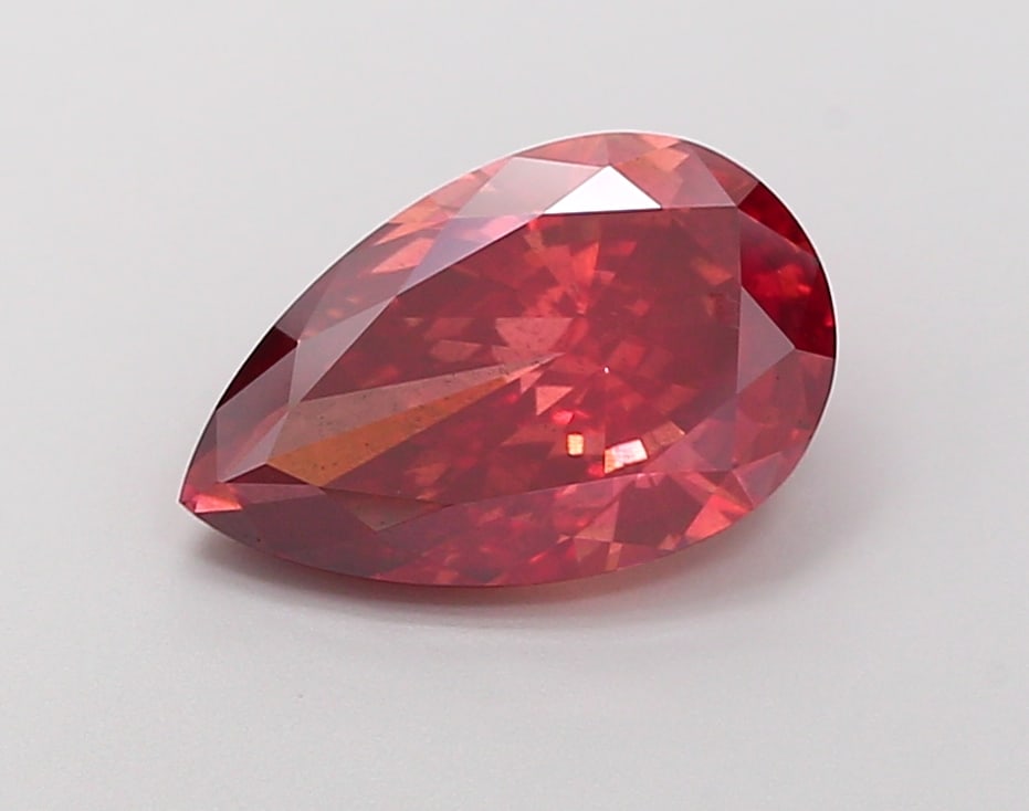 Fancy Lab Grown Diamond PEAR Shape 3.56 cts SI1 Grade FANCY VIVID BROWNISH RED Color (1 of 1)
