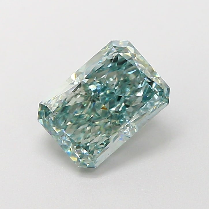 Fancy Lab Grown Diamond RADIANT Shape 1.62 cts SI1 Grade FANCY INTENSE BLUISH GREEN Color: Fancy Lab Grown Diamond RADIANT Shape 1.62 cts SI1 Grade FANCY INTENSE BLUISH GREEN Color. Natural fancy colour lab-grown diamond, certified. Ideal for bespoke fine jewelry, engagement rings, and coll