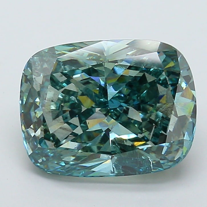 Fancy Lab Grown Diamond LONG CUSHION Shape 9.2 cts SI2 Grade FANCY VIVID BLUISH GREEN Color: Fancy Lab Grown Diamond LONG CUSHION Shape 9.2 cts SI2 Grade FANCY VIVID BLUISH GREEN Color. Natural fancy colour lab-grown diamond, certified. Ideal for bespoke fine jewelry, engagement rings, and co