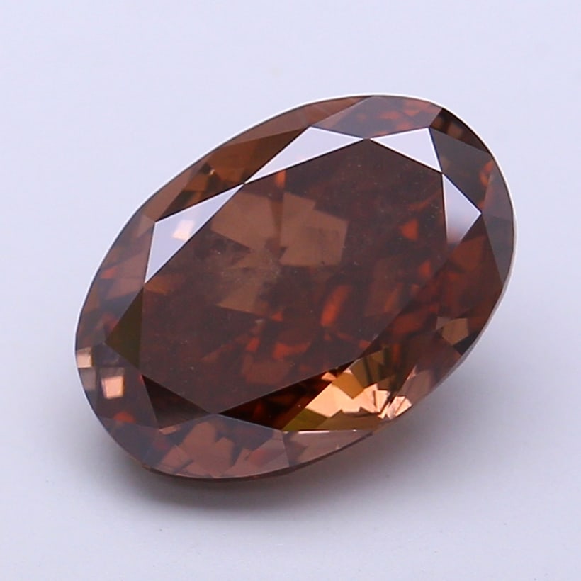 Fancy Lab Grown Diamond OVAL Shape 4 cts VS2 Grade FANCY BROWN Color (1 of 1)