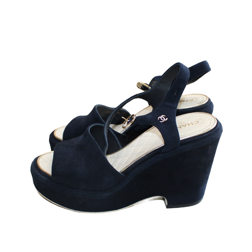 Chanel Blue Platform Sandals (1 of 2)