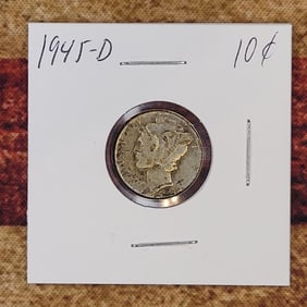 Beautiful Silver Mercury Dime 1945-D