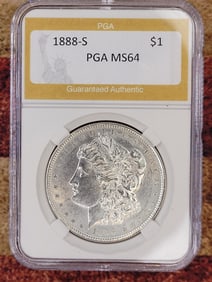 Stunning Morgan Dollar 1888-S PGA Graded MS 64