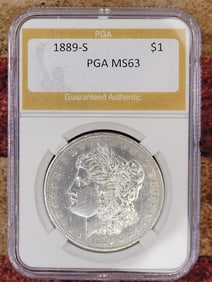 Stunning Morgan Dollar 1889-S PGA Graded MS 63