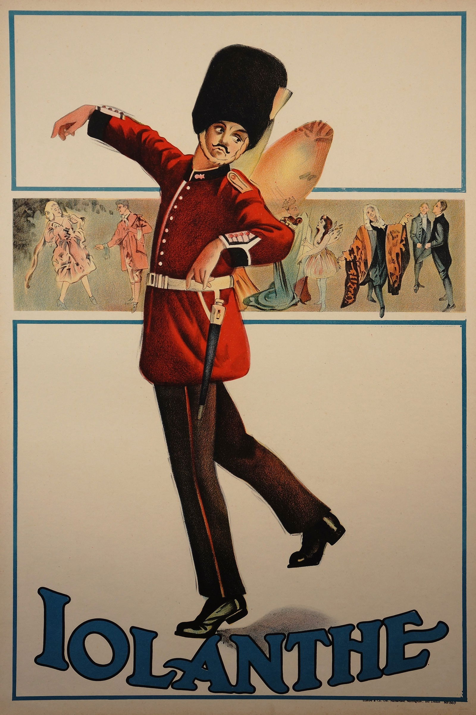 Iolanthe: Vintage French theatrical poster for the comic opera "Iolanthe" by Gilbert and Sullivan, featuring a scene from Act II. Printed circa the 1920s, this work captures the fantastical storyline with a