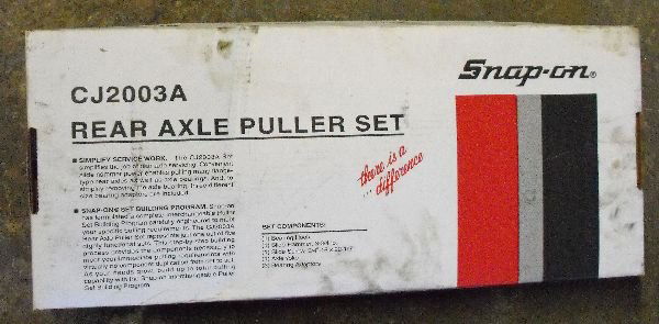 SNAP ON REAR AXLE PULLER SET: SNAP ON REAR AXLE PULLER SET Model CJ2003A. Condition: Used. Est. $20 - 50