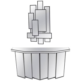 Mid-Century Faceted Console with Cubist Mirror