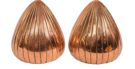 Ben Seibel "Clam" Bookends in a Copper Finish