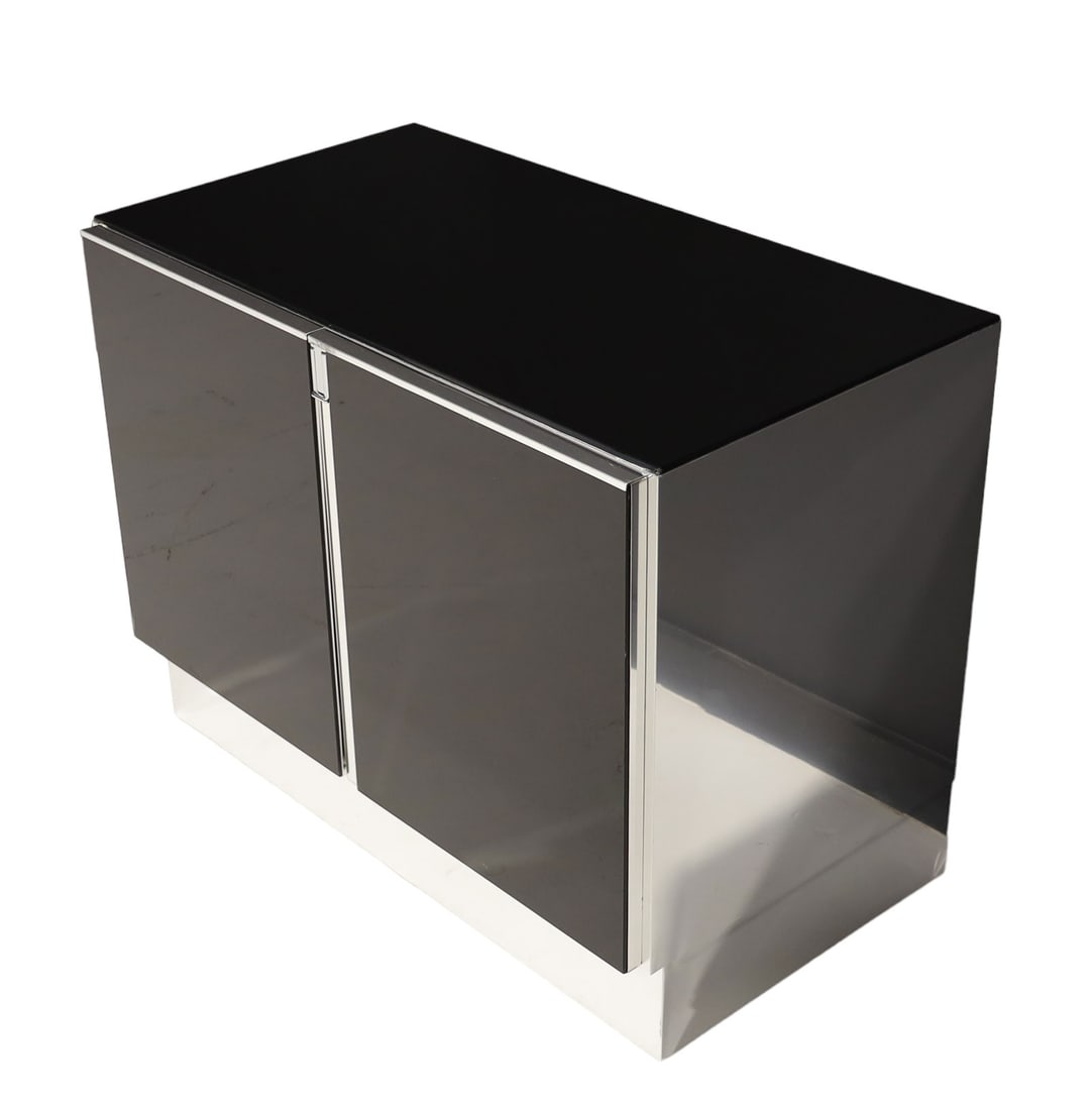 Ello Black Glass Top Sideboard/Cabinet with Chrome Trim (1 of 7)