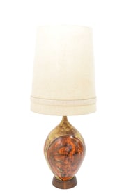 Mid-Century Modern Ceramic Table Lamp in Orange and Brown