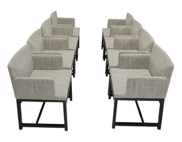 Minotti Modern Design Dining Chairs from Italy, Set of 8, in Neutral Upholstery