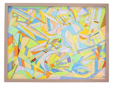 Aaron Marcus, Abstract Geometric Oil on Canvas, dtd 2010