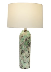 Kelby Ceramic Table Lamp in Black, Green and Off-White Abstract Pattern