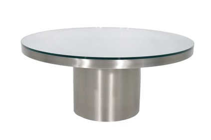 Stainelss Steel Pedestal Base Coffee Table by Brueton