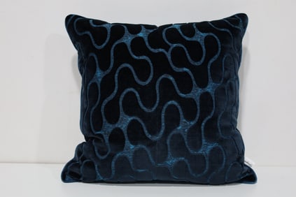 Cut Velvet Pillow in Blue