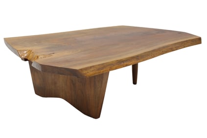 Mira Nakashima Conoid Slab Cocktail Table in Black Walnut and Rosewood, Signed
