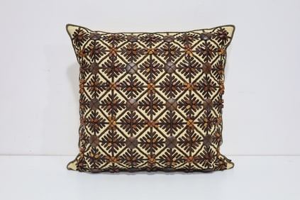 Pillow with Brown Wood Accents