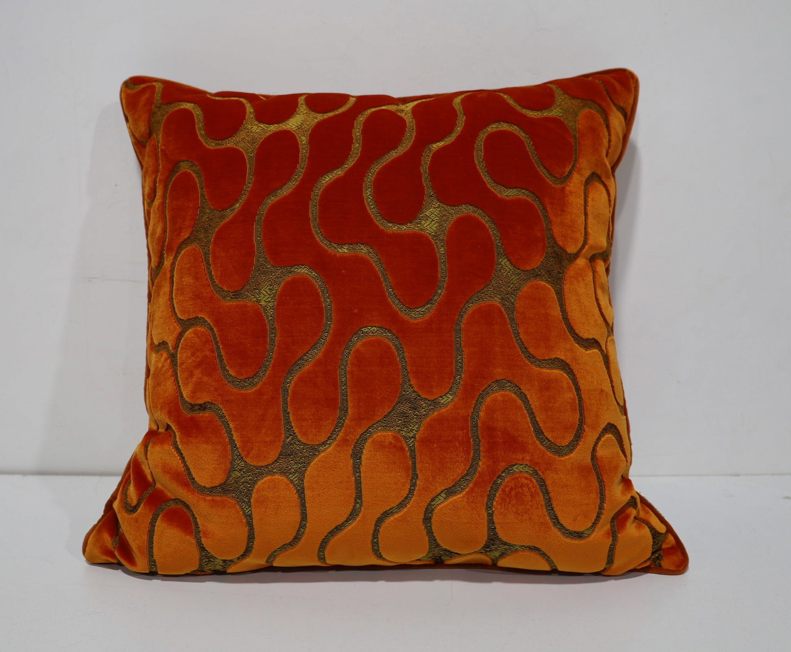 Orange Cut Velvet Pillow (1 of 3)
