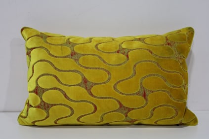 Cut Velvet  Lumbar Pillow is Bright Yellow