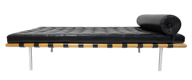 Mies van der Rohe for Knoll Attr. Barcelona Daybed/Couch in Black Leather