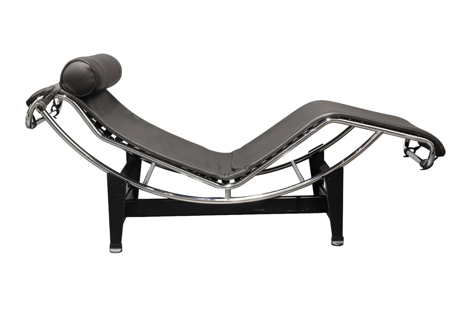 Charlotte Perriand for LeCorbusier LC4 Chaise Lounge by Cassina in Black: Le Corbusier held that furniture should be “extensions of our limbs and adapted to human functions.” The LC4 Chaise Longue (1928) embodies this notion with a “floating” frame that move