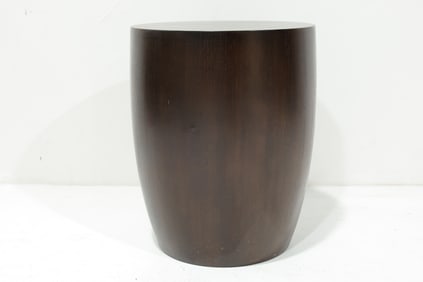 Crate & Barrel Wood Drum Side Table