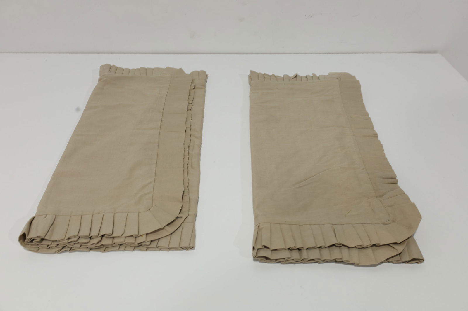 Peacock Alley Pillow Shams in Sand Color: King size, pleated edges, gently used