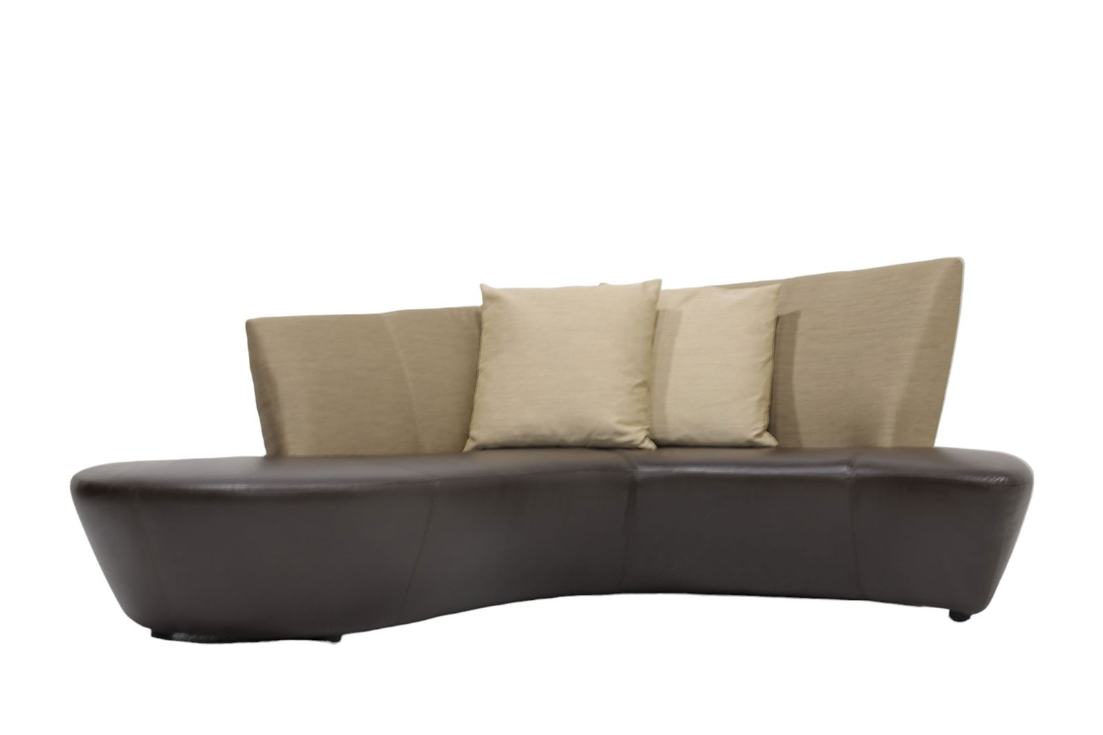 Vladimir Kagan Bilboa Sofa in Leather and Silk: In great condition. Like new uphosltery in leather and silk.