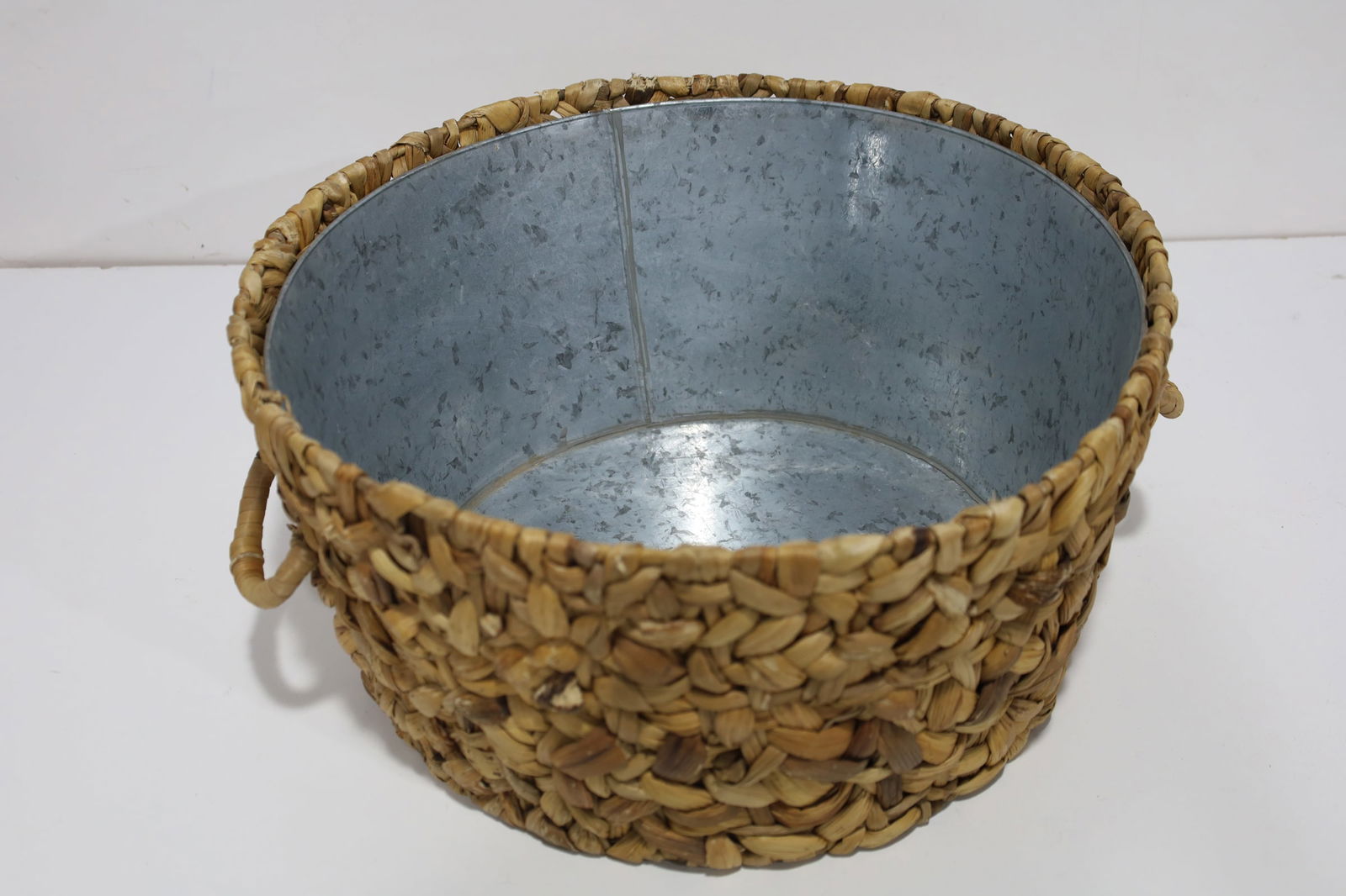 Large Woven Basket with Tin Insert: Great for flowers. Logs or whatever you want to put in a large basket