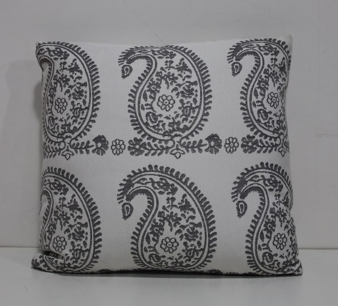 White and Gray Paisley Pattern Pillow: Great for bedding or sofa