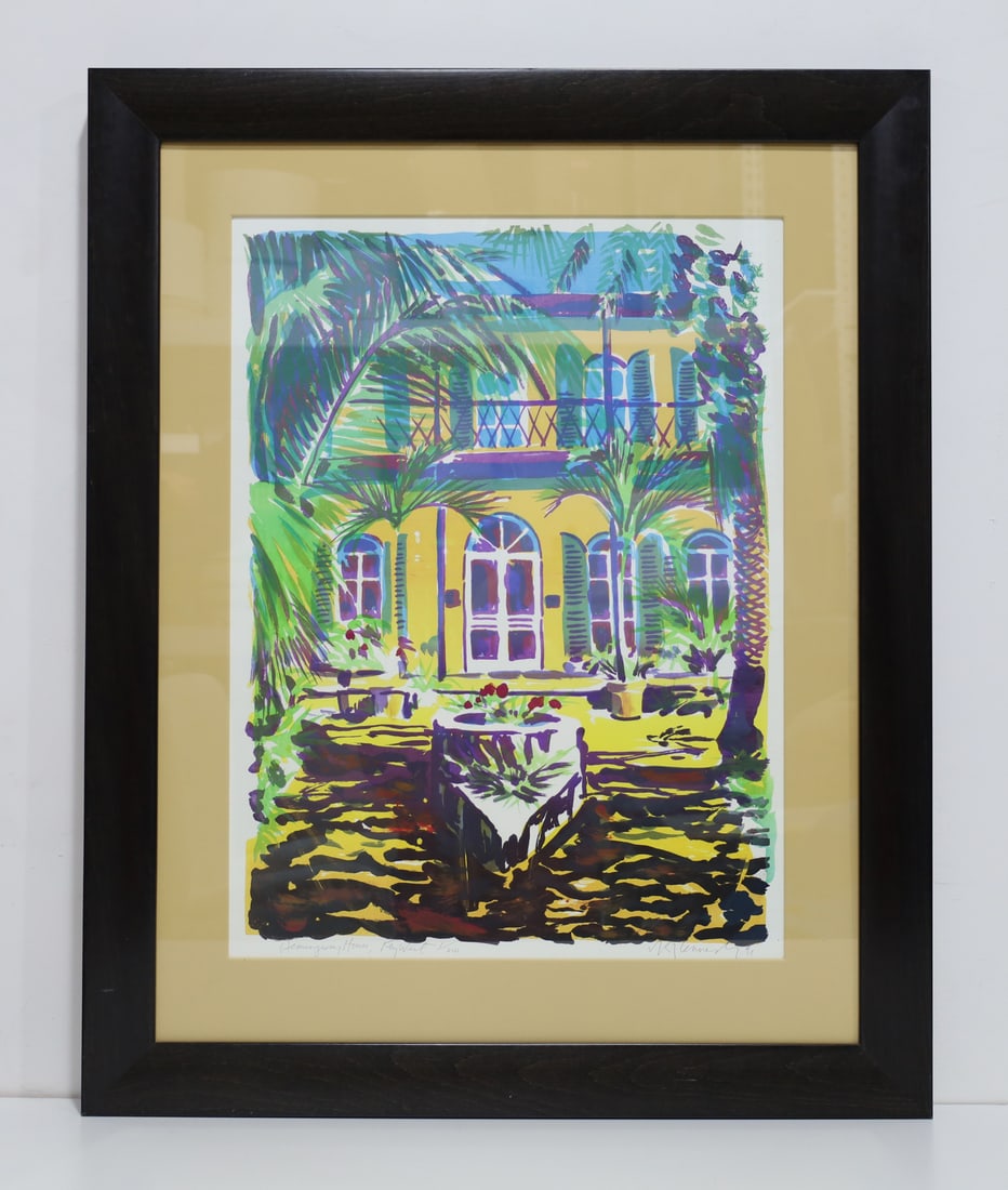 Kennedy Signed Hemingway House Lithograph: Straight from Key West, PL #1/100, framed